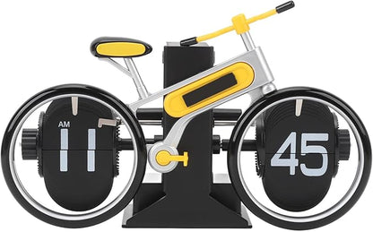 Modern Bicycle Flip Clock - Creative Mechanical Desk Timepiece with Dual Rotating Wheels, Retro Design for V1107-CS-ZXCZBHU