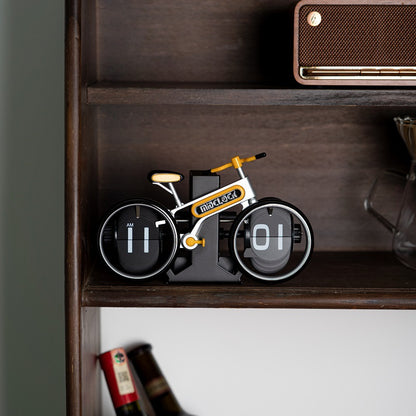 Modern Bicycle Flip Clock - Creative Mechanical Desk Timepiece with Dual Rotating Wheels, Retro Design for V1107-CS-ZXCZBHU