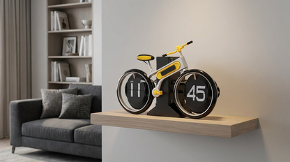 Modern Bicycle Flip Clock - Creative Mechanical Desk Timepiece with Dual Rotating Wheels, Retro Design for V1107-CS-ZXCZBHU
