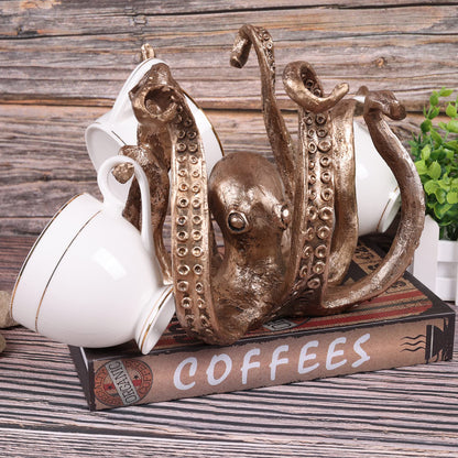 Multi-Functional Octopus Sculpture - Decorative Resin Cup Holder & Jewelry Organizer, Unique Home Accent for V1107-CS-ZYSZBJT