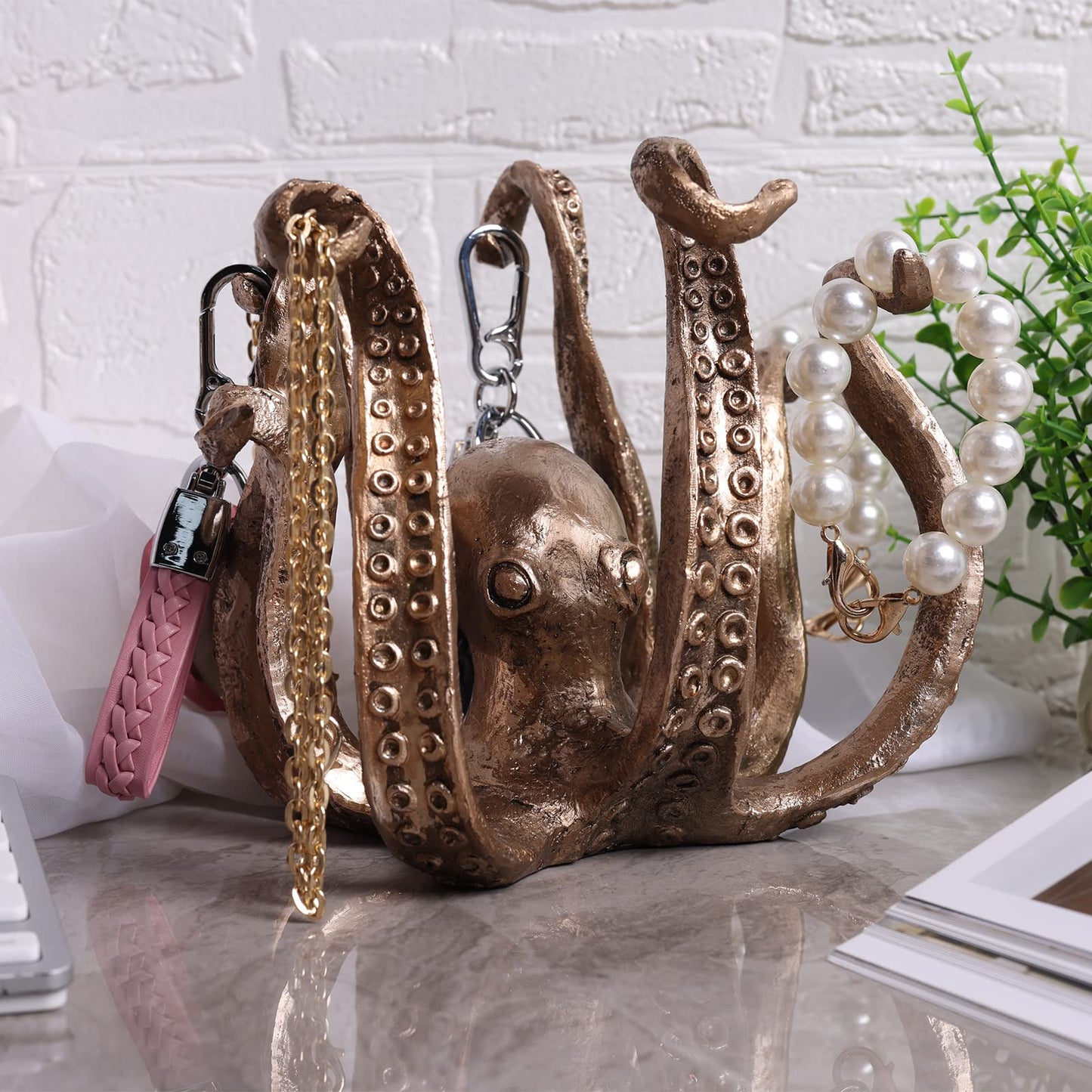 Multi-Functional Octopus Sculpture - Decorative Resin Cup Holder & Jewelry Organizer, Unique Home Accent for V1107-CS-ZYSZBJT