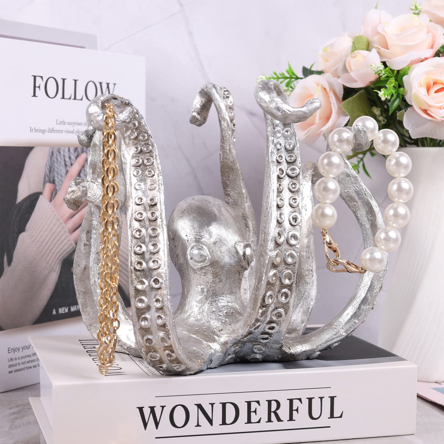 Multi-Functional Octopus Sculpture - Decorative Resin Cup Holder & Jewelry Organizer, Unique Home Accent for V1107-CS-ZYSZBJY