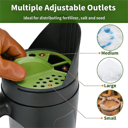 Handheld Garden Seed & Salt Spreader - 80oz Capacity, Adjustable Outlet, Ergonomic Handle for Fertilizer, V1107-CS-ZZBZQ