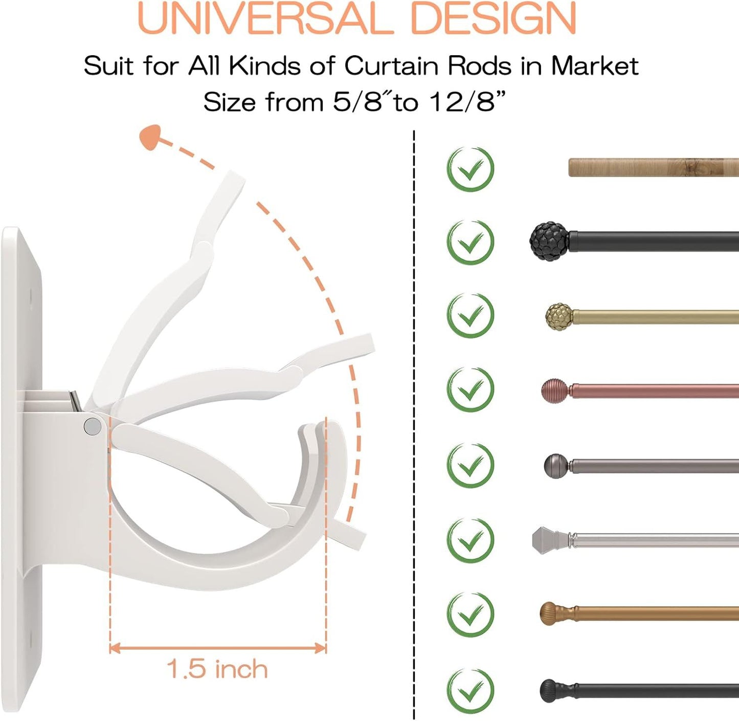 4-Pack No-Drill Self-Adhesive Curtain Rod Brackets for Smooth Walls, Universal Fit for Bathroom & Bedroom V1107-CSCLGGDJB