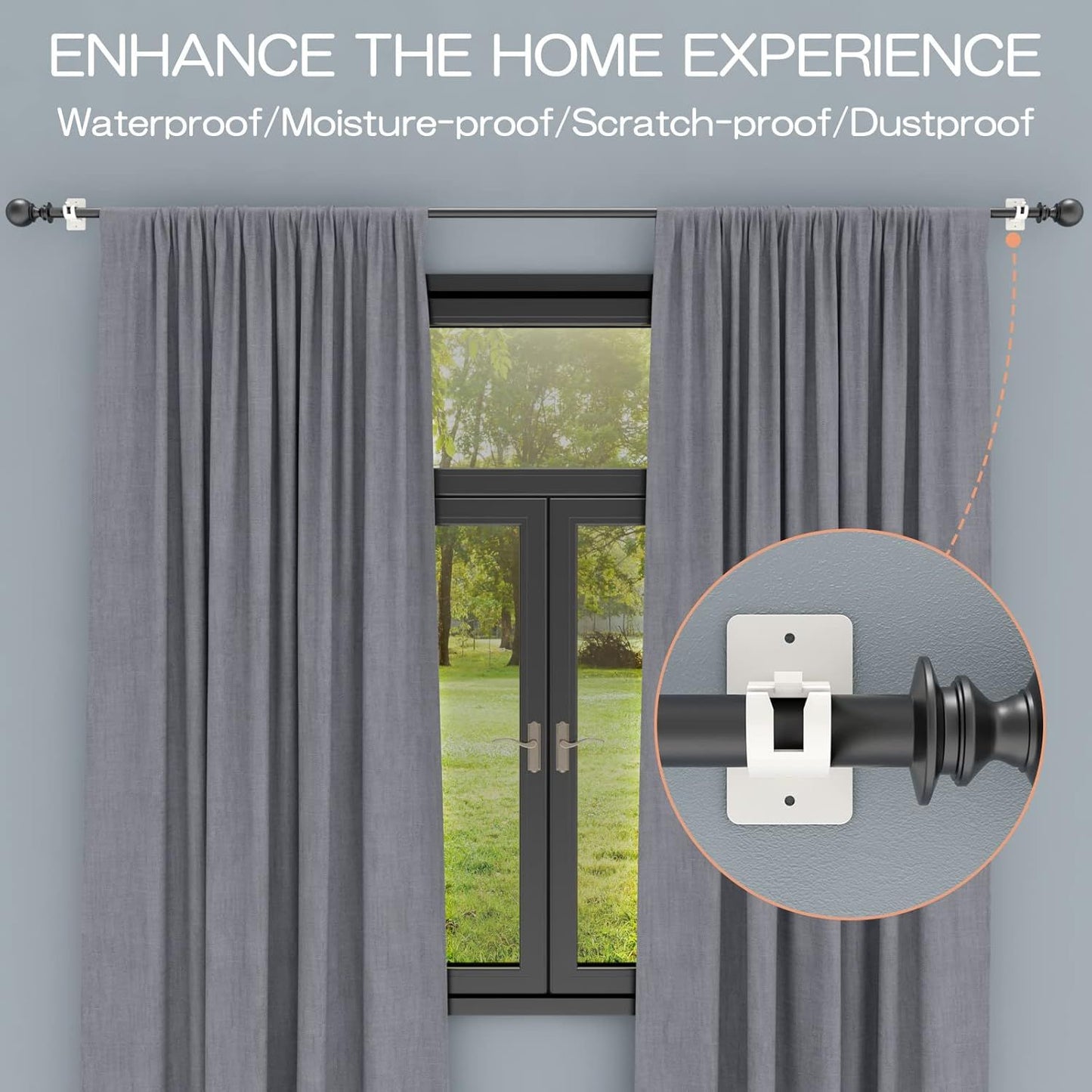 4-Pack No-Drill Self-Adhesive Curtain Rod Brackets for Smooth Walls, Universal Fit for Bathroom & Bedroom V1107-CSCLGGDJB