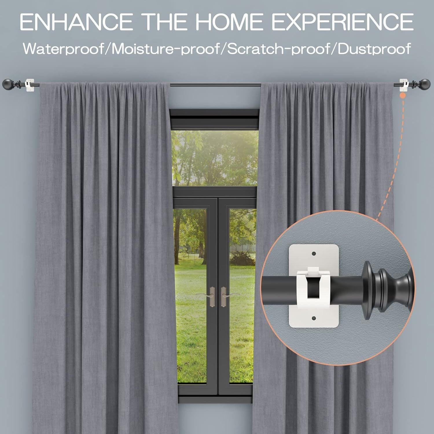 4-Pack No-Drill Self-Adhesive Curtain Rod Brackets for Smooth Walls, Universal Fit for Bathroom & Bedroom V1107-CSCLGGDJB