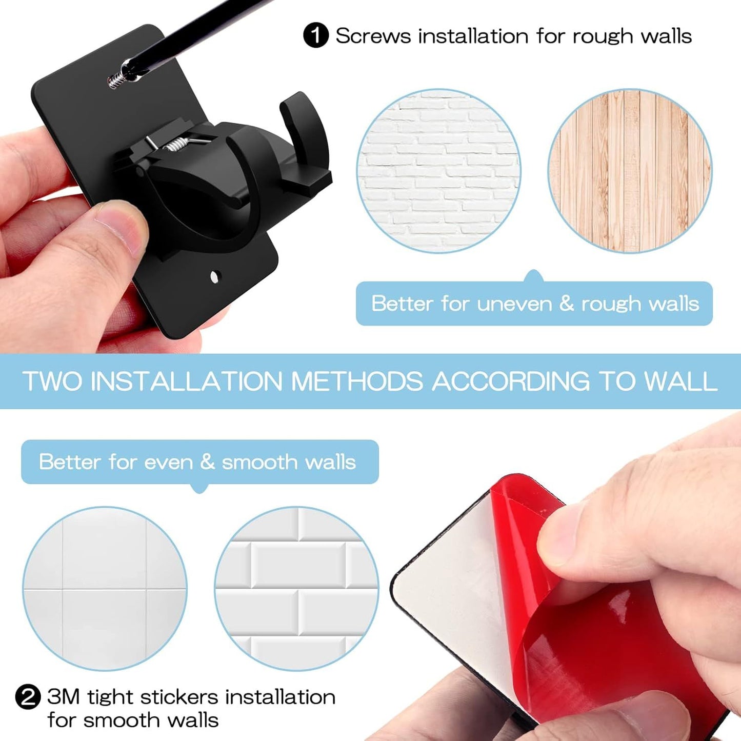 4-Pack No-Drill Self-Adhesive Curtain Rod Brackets for Smooth Walls, Universal Fit for Bathroom & Bedroom V1107-CSCLGGDJH
