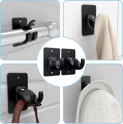 4-Pack No-Drill Self-Adhesive Curtain Rod Brackets for Smooth Walls, Universal Fit for Bathroom & Bedroom V1107-CSCLGGDJH