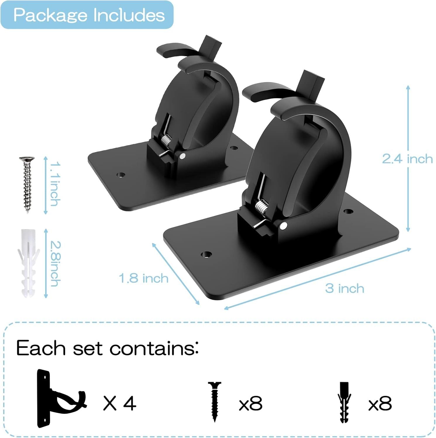 4-Pack No-Drill Self-Adhesive Curtain Rod Brackets for Smooth Walls, Universal Fit for Bathroom & Bedroom V1107-CSCLGGDJH