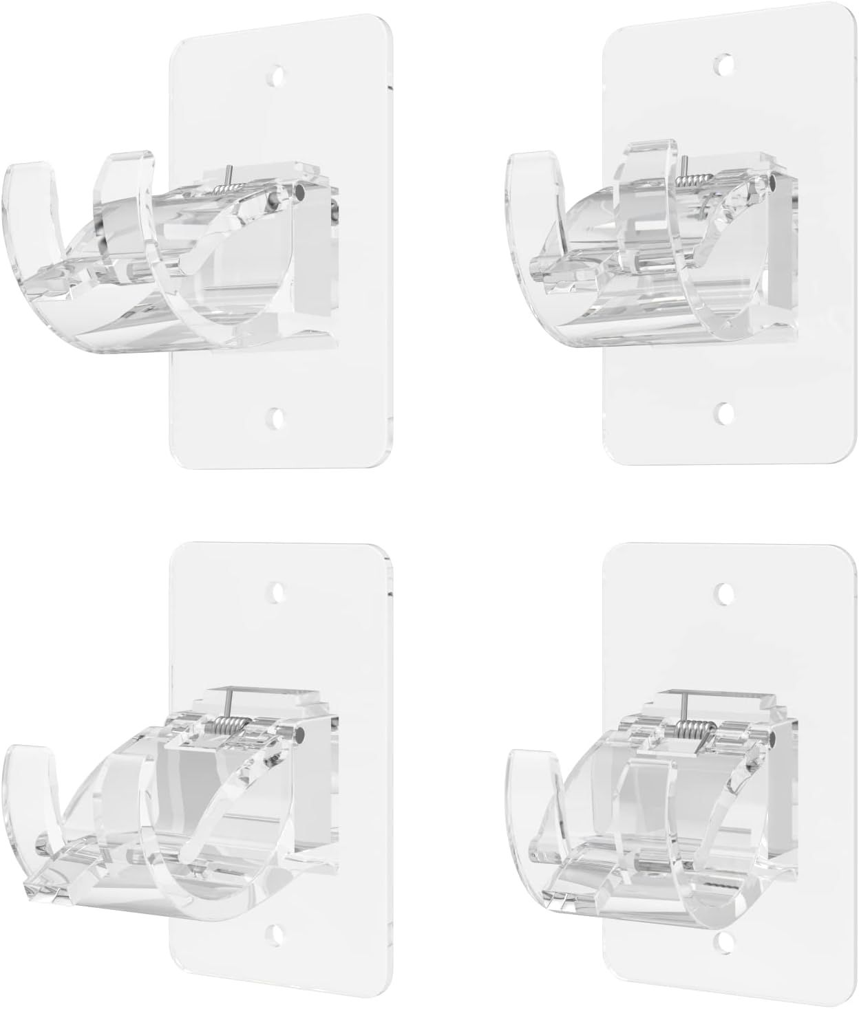 4-Pack No-Drill Self-Adhesive Curtain Rod Brackets for Smooth Walls, Universal Fit for Bathroom & Bedroom V1107-CSCLGGDJT