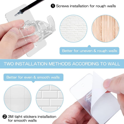 4-Pack No-Drill Self-Adhesive Curtain Rod Brackets for Smooth Walls, Universal Fit for Bathroom & Bedroom V1107-CSCLGGDJT