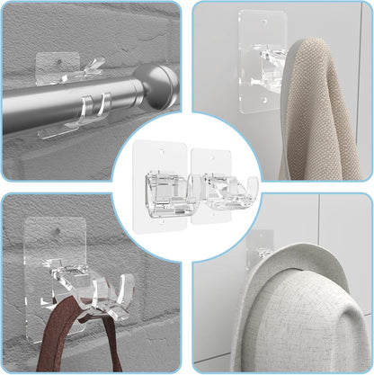 4-Pack No-Drill Self-Adhesive Curtain Rod Brackets for Smooth Walls, Universal Fit for Bathroom & Bedroom V1107-CSCLGGDJT