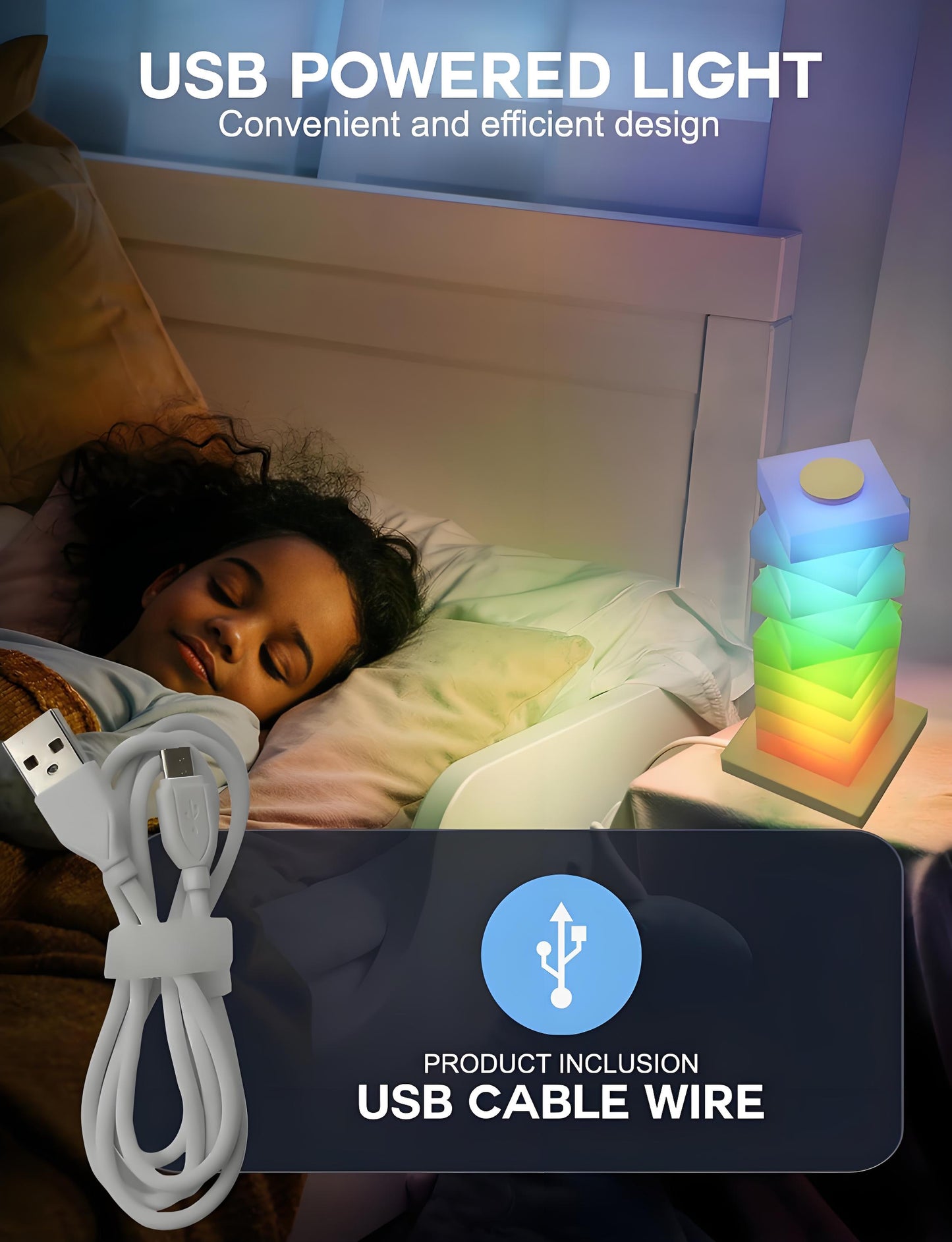 Customizable RGB Cube Lamp: USB-Powered LED Tower Light for Australian Gamerooms, Bedrooms & Room Decor V1107-CUSTOMIZABLE RGB CUBE LAMP