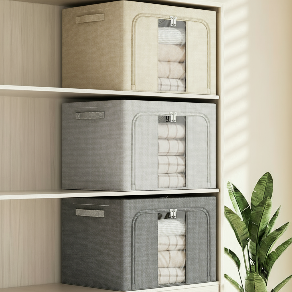 Refined Organization: The Artistry of Minimalist Storage V1107-CWH0011-KHAKI