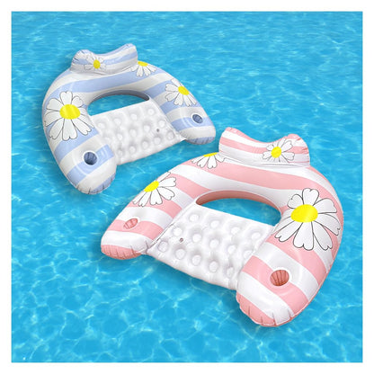Daisy Inflatable Pool Floats 2-Pack for Adults: U-Shaped Lounge Chairs with Cup Holders, Portable for Pool, V1107-DAISY INFLATABLE POOL FLOATS