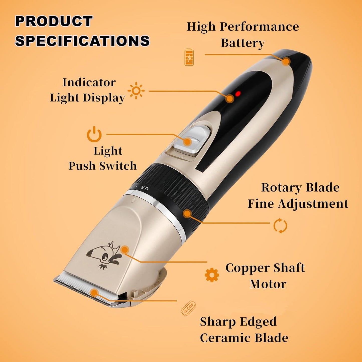 pet products Pet products Professional Rechargeable Cordless Dogs Cats Horse Grooming Clippers - Professional V1107-DOG CLIPPERS