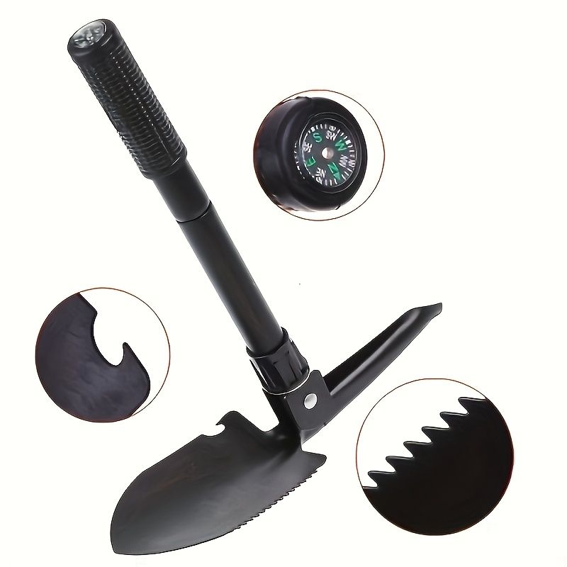 Multifunctional Camping Shovel with Compass for Gardening and Outdoor Adventures-Black V1107-DSZ-001-001
