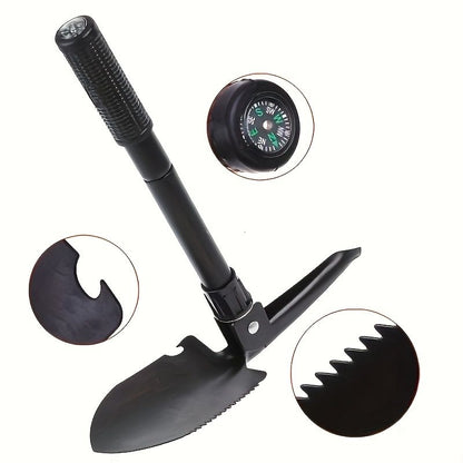 Multifunctional Camping Shovel with Compass for Gardening and Outdoor Adventures-Black V1107-DSZ-001-001