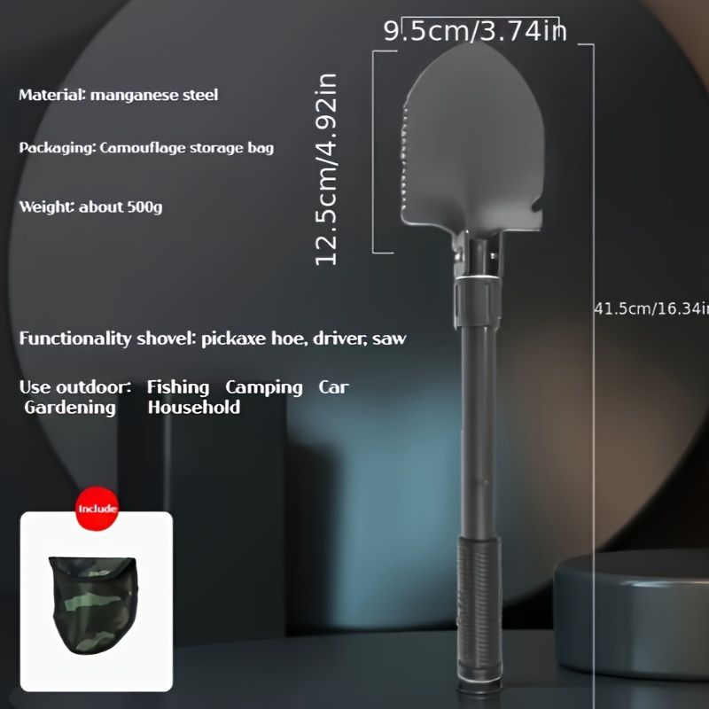 Multifunctional Camping Shovel with Compass for Gardening and Outdoor Adventures-Black V1107-DSZ-001-001