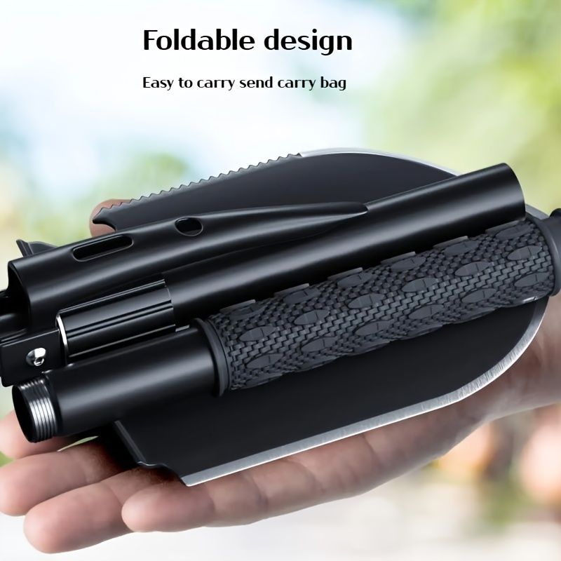 Multifunctional Camping Shovel with Compass for Gardening and Outdoor Adventures-Black V1107-DSZ-001-001