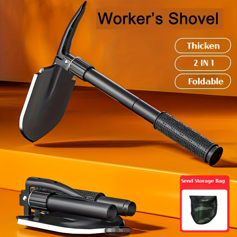 Multifunctional Camping Shovel with Compass for Gardening and Outdoor Adventures-Black V1107-DSZ-001-001