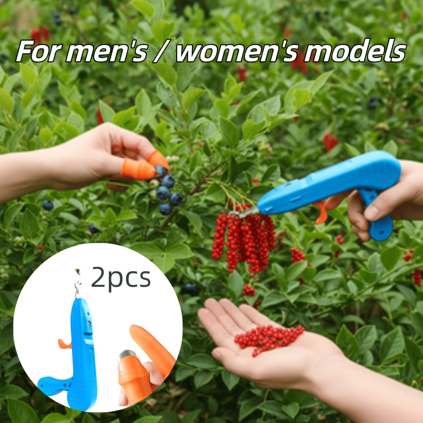 2-Piece Fruit Picking Tool Set for Home Gardens & Small-Scale Farms-Blue+Orange V1107-DSZ-021-001