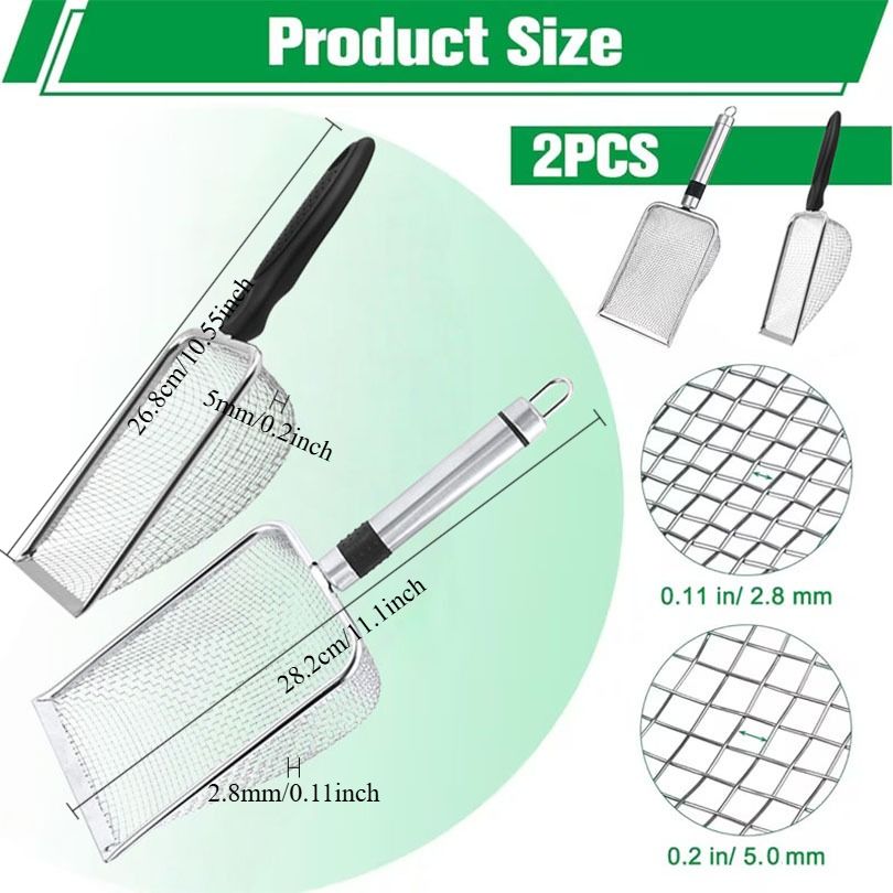 Stainless Steel Garden Sieve Scoop for Soil and Debris Separation-Silver V1107-DSZ-GTS-001