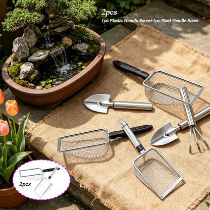 Stainless Steel Garden Sieve Scoop for Soil and Debris Separation-Silver V1107-DSZ-GTS-001