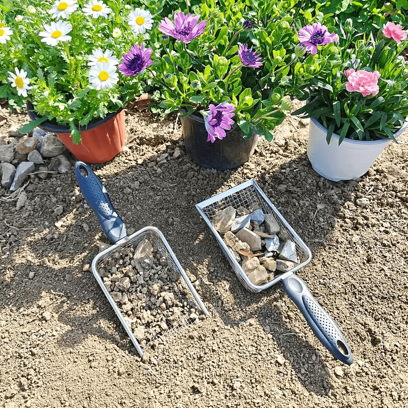 Stainless Steel Garden Sieve Scoop for Soil and Debris Separation-Silver V1107-DSZ-GTS-001