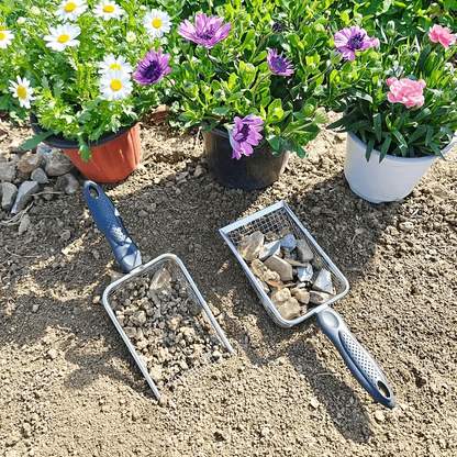 Stainless Steel Garden Sieve Scoop for Soil and Debris Separation-Silver V1107-DSZ-GTS-001