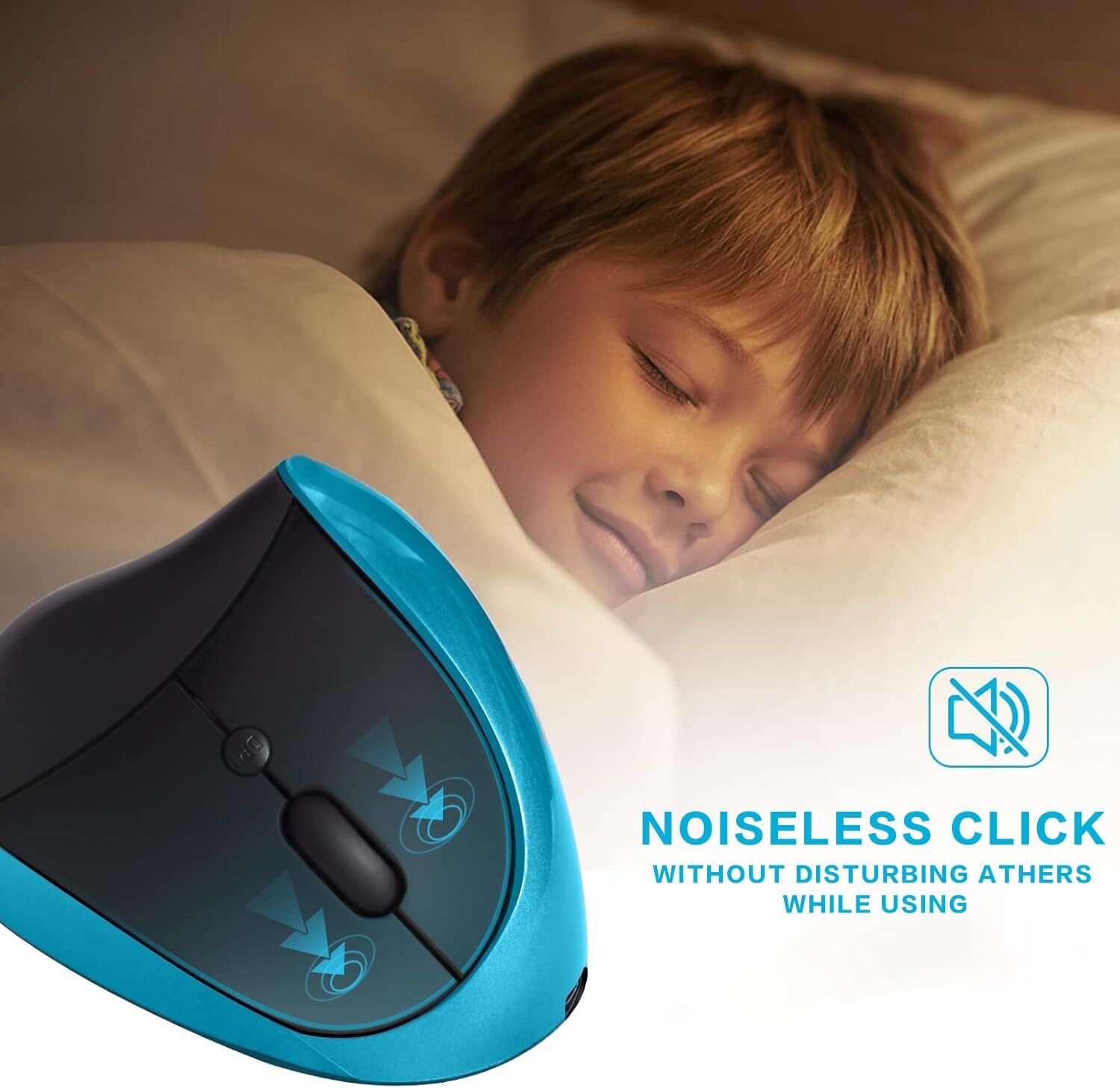 Blue Ergonomic Wireless Vertical Mouse (Small Hand-Friendly): USB-C Rechargeable, 2.4G 3-DPI, Reduce Wrist V1107-ERGONOMIC WIRELESS VERTICAL MOUSE