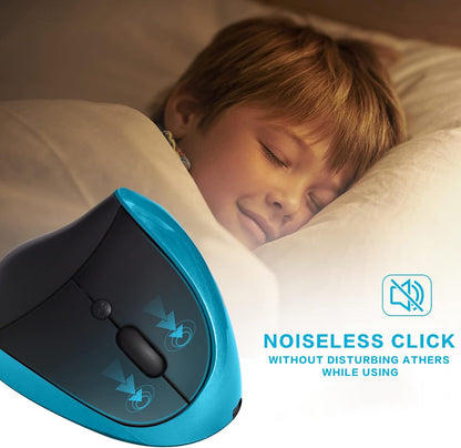 Blue Ergonomic Wireless Vertical Mouse (Small Hand-Friendly): USB-C Rechargeable, 2.4G 3-DPI, Reduce Wrist V1107-ERGONOMIC WIRELESS VERTICAL MOUSE