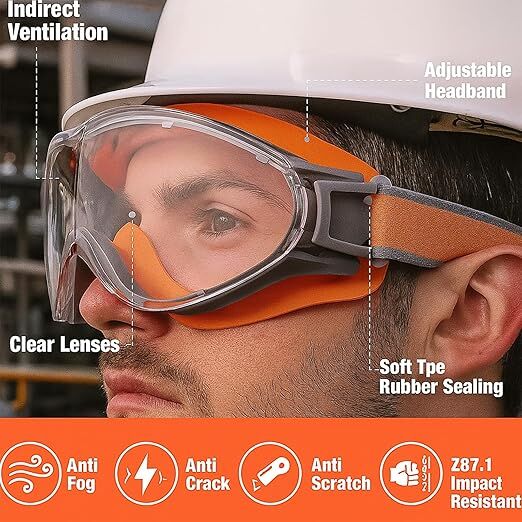Christmas gifts Anti-Fog Safety Goggles, Outdoor Wind & Dust Protection, Clear Vision Lab & Work Goggles for V1107-FOG SAFETY GOGGLES-GREY