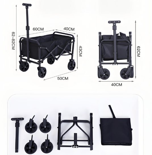 Foldable Camping Wagon: Retractable Handle, Lightweight Design for Outdoor Trips, Beach & Picnics V1107-FOLDABLE CAMPING WAGON