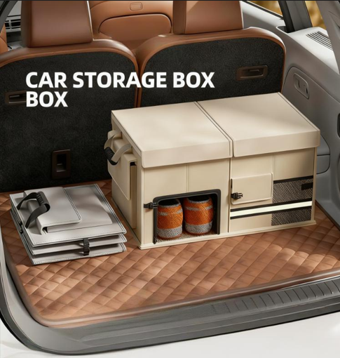 Foldable Car Trunk Organiser, 30L/60L Large Capacity Storage Box for Auto Boot, Multi-functional Cargo V1107-FOLDABLE CAR TRUNK ORGANISER2-ASH GREY