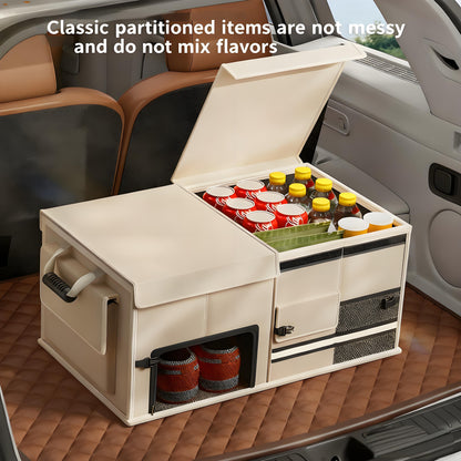 Foldable Car Trunk Organiser, 30L/60L Large Capacity Storage Box for Auto Boot, Multi-functional Cargo V1107-FOLDABLE CAR TRUNK ORGANISER2-CREAMY WHITE