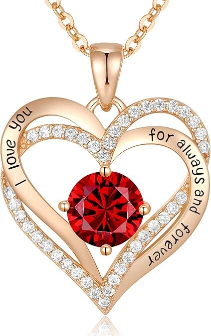 Forever Love Heart Birthstone Necklace: 925 Sterling Silver Personalized Jewelry for Mom, Wife, Friend with V1107-FOREVER LOVE HEART BIRTHSTONE NECKLACE2