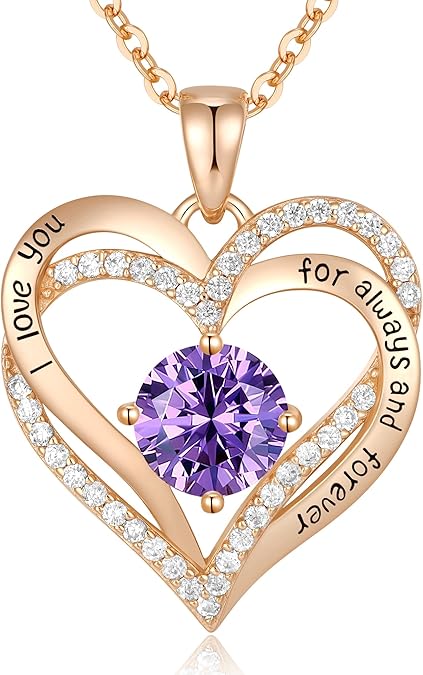 Forever Love Heart Birthstone Necklace: 925 Sterling Silver Personalized Jewelry for Mom, Wife, Friend with V1107-FOREVER LOVE HEART BIRTHSTONE NECKLACE5