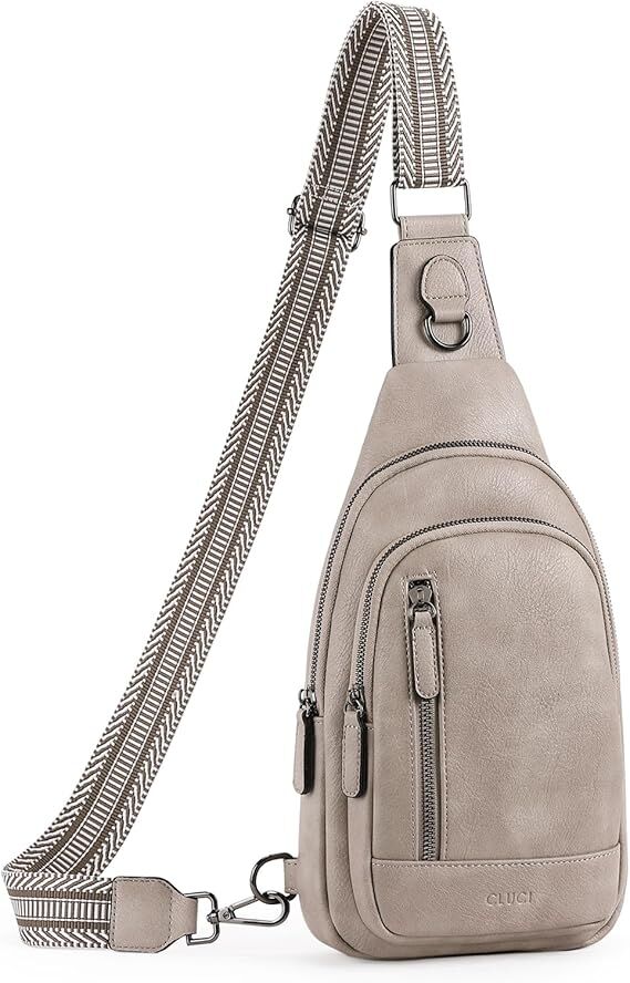 Grey Faux Leather Sling Bag: Unisex, Spacious, Reversible Crossbody for Aussies V1107-GREY FAUX LEATHER SLING BAG