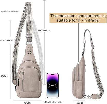 Grey Faux Leather Sling Bag: Unisex, Spacious, Reversible Crossbody for Aussies V1107-GREY FAUX LEATHER SLING BAG