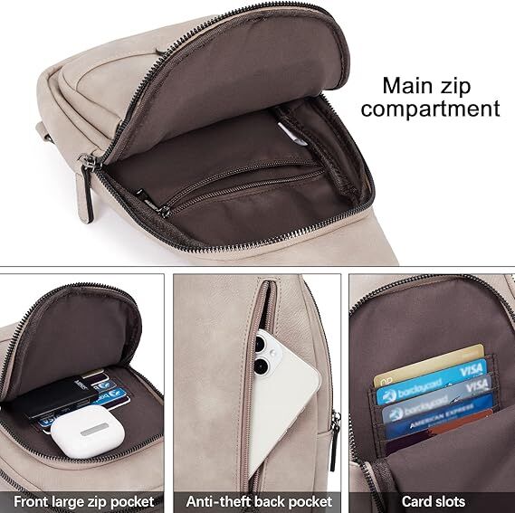 Grey Faux Leather Sling Bag: Unisex, Spacious, Reversible Crossbody for Aussies V1107-GREY FAUX LEATHER SLING BAG