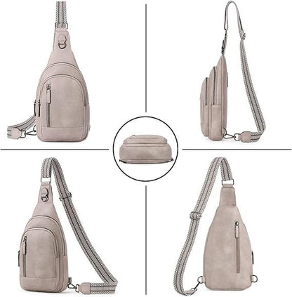 Grey Faux Leather Sling Bag: Unisex, Spacious, Reversible Crossbody for Aussies V1107-GREY FAUX LEATHER SLING BAG