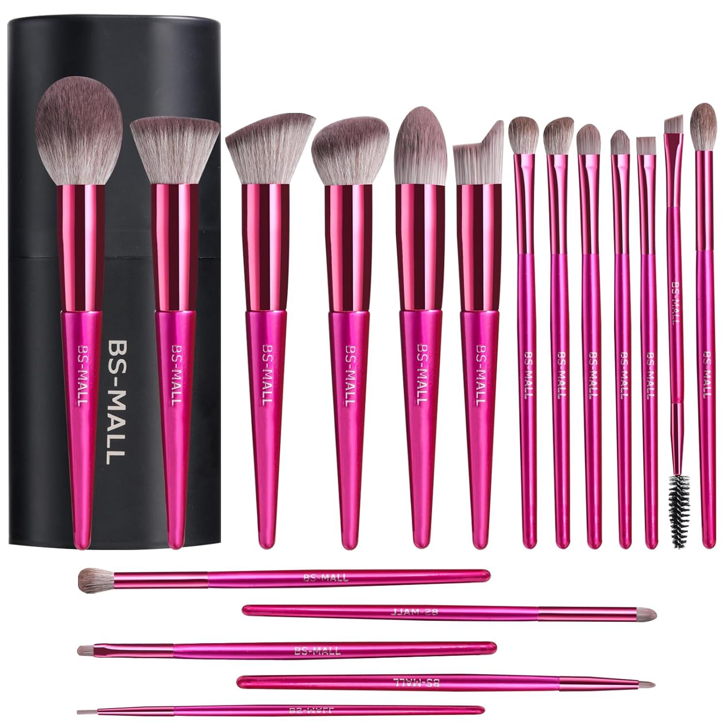 Hot red Professional Makeup Brush Set (18-Piece): Cruelty-Free, Versatile for Foundation, Blush & Eyeshadow, V1107-HOT RED PROFESSIONAL MAKEUP BRUSH SET