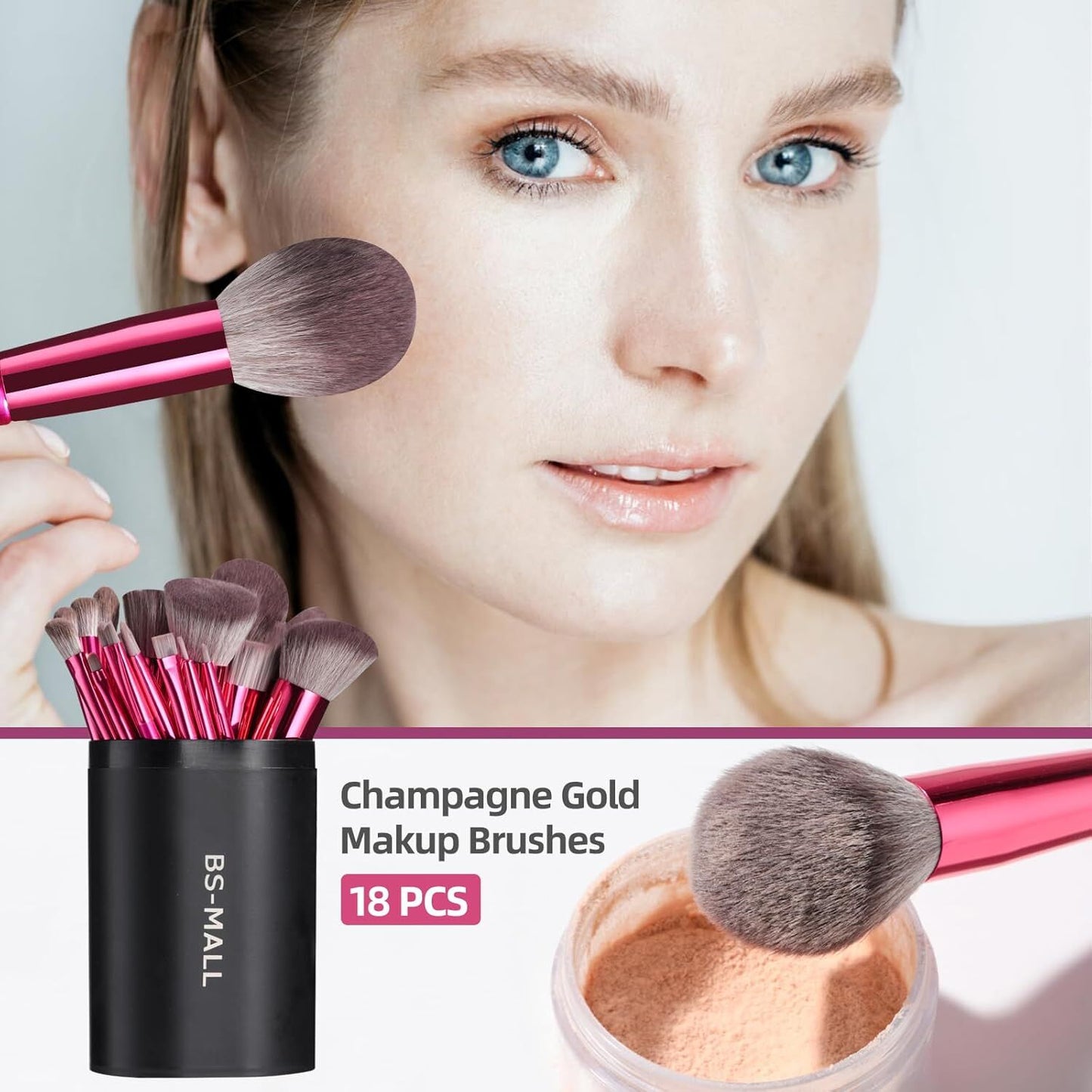 Hot red Professional Makeup Brush Set (18-Piece): Cruelty-Free, Versatile for Foundation, Blush & Eyeshadow, V1107-HOT RED PROFESSIONAL MAKEUP BRUSH SET