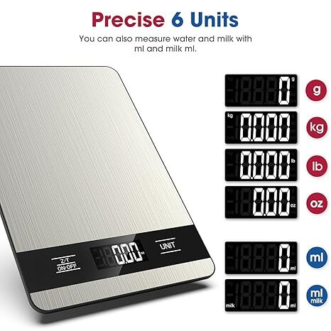 10kg/1g Precision Kitchen Scale: Ultra-Thin, Multi-Unit, Stainless Steel for Aussie Home Cooks V1107-KITCHEN SCALE