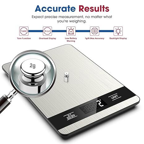 10kg/1g Precision Kitchen Scale: Ultra-Thin, Multi-Unit, Stainless Steel for Aussie Home Cooks V1107-KITCHEN SCALE
