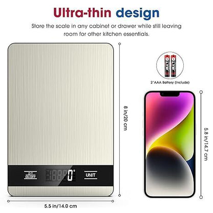 10kg/1g Precision Kitchen Scale: Ultra-Thin, Multi-Unit, Stainless Steel for Aussie Home Cooks V1107-KITCHEN SCALE