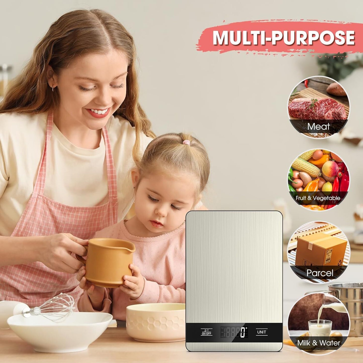 10kg/1g Precision Kitchen Scale: Ultra-Thin, Multi-Unit, Stainless Steel for Aussie Home Cooks V1107-KITCHEN SCALE