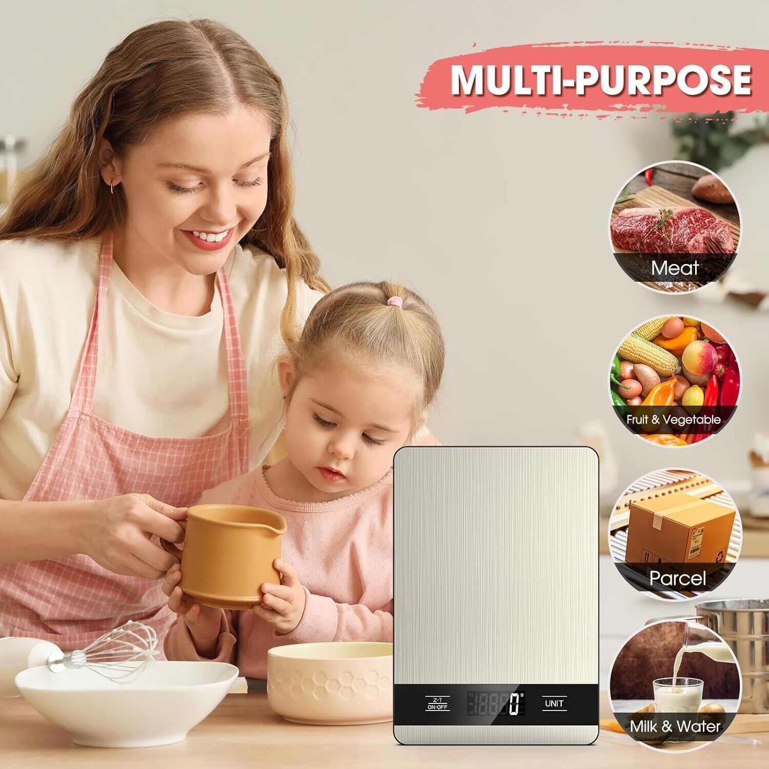 10kg/1g Precision Kitchen Scale: Ultra-Thin, Multi-Unit, Stainless Steel for Aussie Home Cooks V1107-KITCHEN SCALE