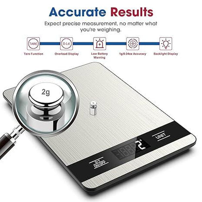 10kg/1g Precision Kitchen Scale: Ultra-Thin, Multi-Unit, Stainless Steel for Aussie Home Cooks V1107-KITCHEN SCALE1